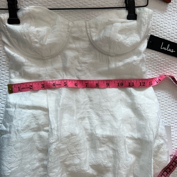 Lulus From this Day White Floral Jacquard Strapless Midi Dress NWT - Picture 12 of 16